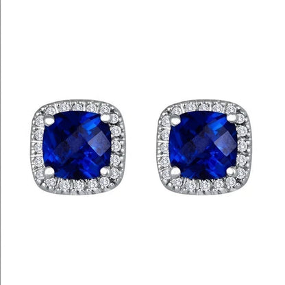 Náušnice Saphir Square Stud | Bílé zlato