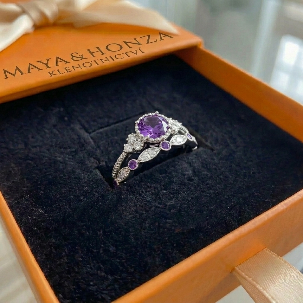 Sada prstenů Violetis Crown | Bílé zlato