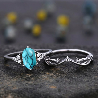 Elarin Sea Crest Ring Set | Bílé zlato