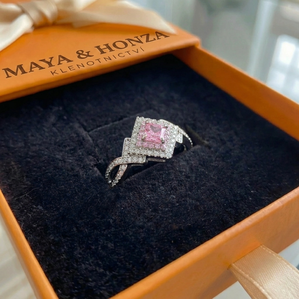 Kroužek Couture Pave Square | Bílé zlato