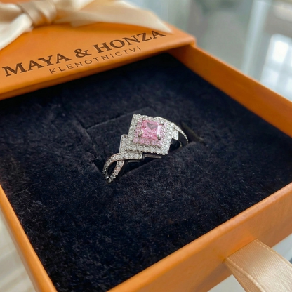 Kroužek Couture Pave Square | Bílé zlato
