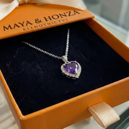 Náhrdelník Amethyst Heart Radiance | Bílé zlato