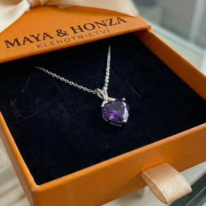 Náhrdelník Heart of Violet | Bílé zlato
