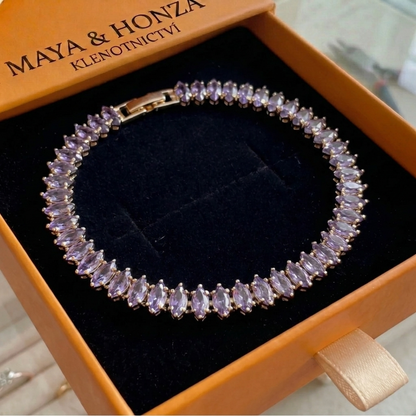 Tennis náramek s amethystem v marquise | Zlato