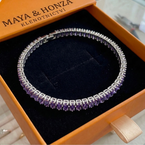 Tennis náramek Amethyst Vertéa | Bílé zlato