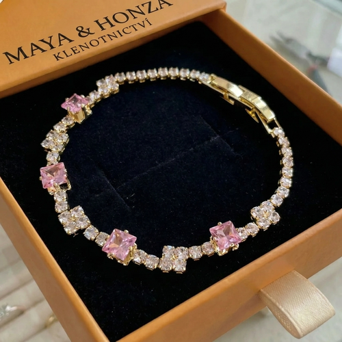 Náramek Blush Squares Tennis | Zlato