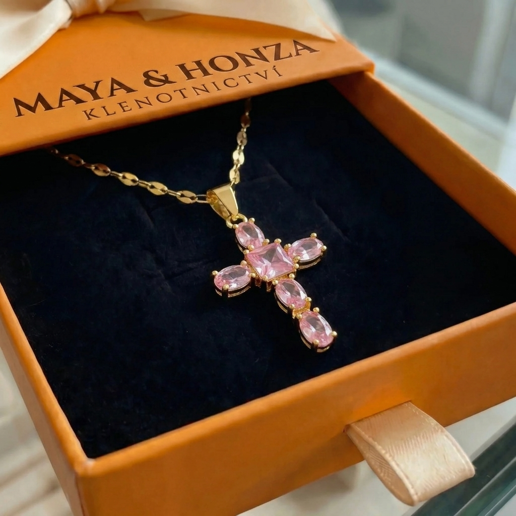 Náhrdelník s křížem Rose Faith | Zlato