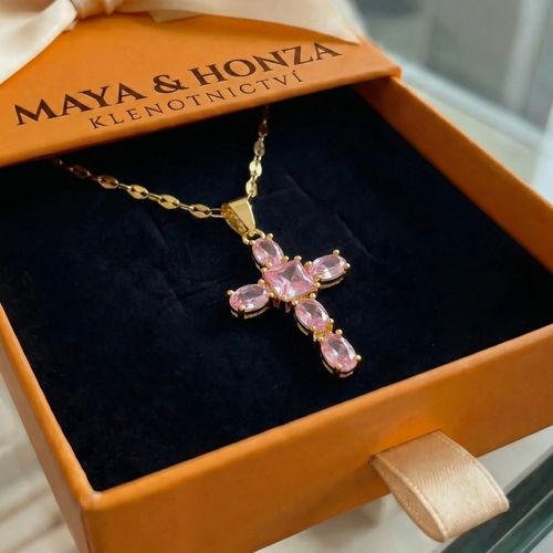 Náhrdelník s křížem Rose Faith | Zlato